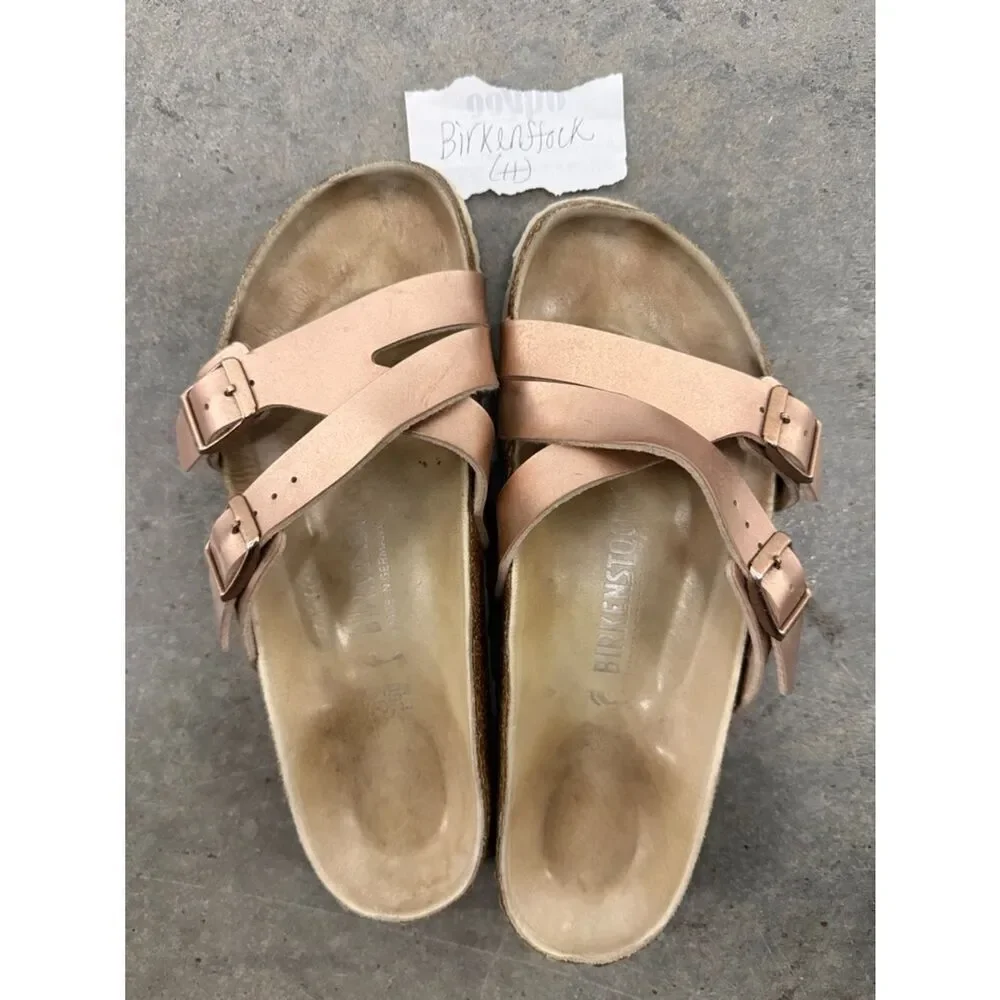 Birkenstock Women's Rose Gold Double Strap Slide Sandals